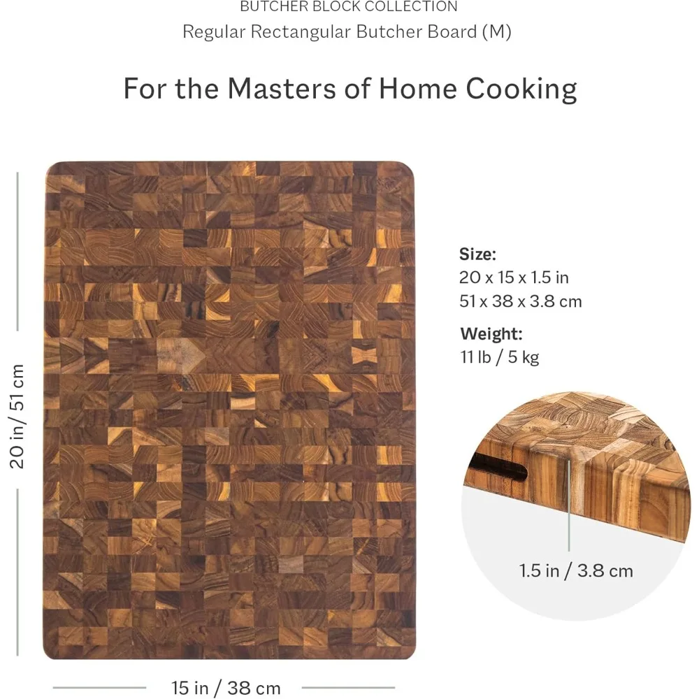 Butcher Block Cutting Board Medium Wooden Cutting Board Teak End Grain Wood - Knife Friendly FSC Certified
Butcher Block Cutting Board Medium Wooden Cutting Board Teak End Grain Wood - Knife Friendly FSC Certified