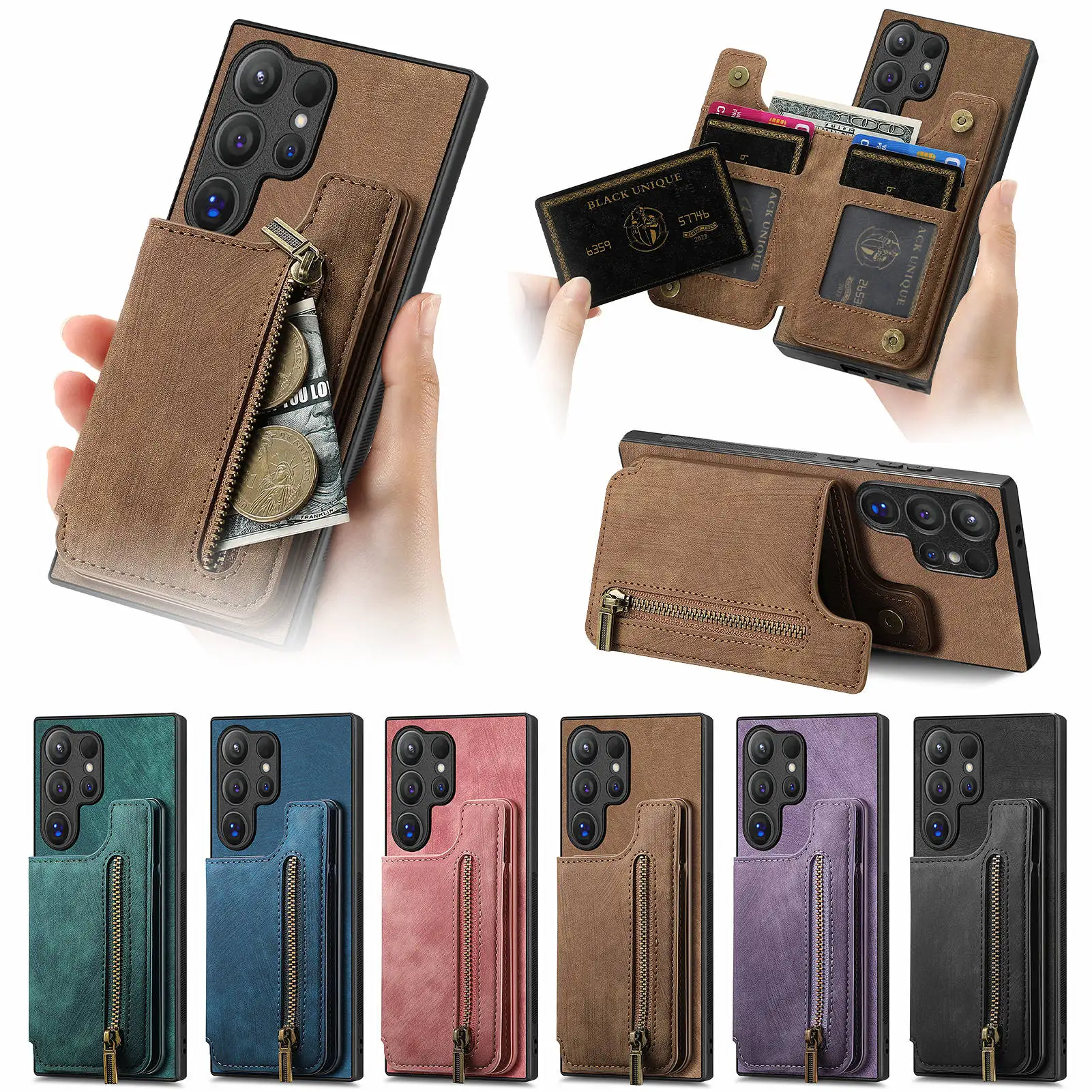 Zipper Cards Solt Wallet Leather Double Buckle Magnetic Case For Samsung Galaxy S24 Ultra S23 Plus S22 A55 A35 A15 A05 Cover
Zipper Cards Solt Wallet Leather Double Buckle Magnetic Case For Samsung Galaxy S24 Ultra S23 Plus S22 A55 A35 A15 A05 Cover