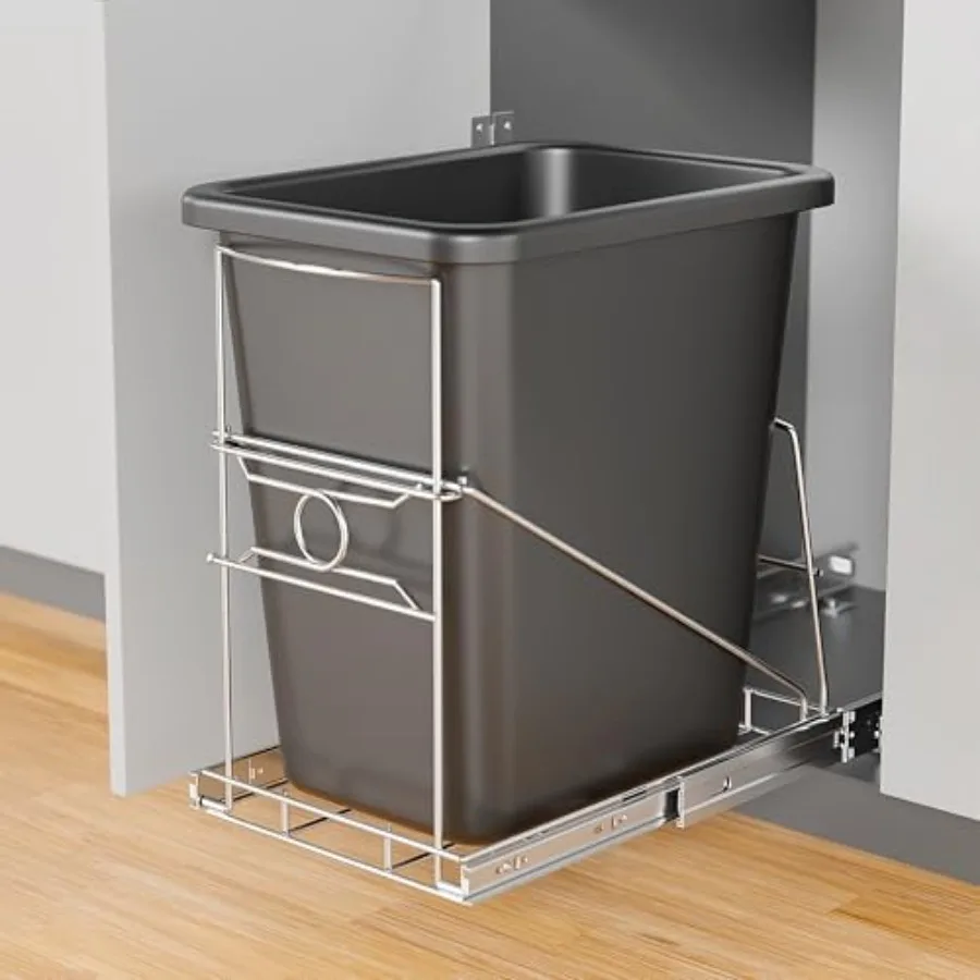 Pull Out Trash Can Holder, Adjustable Heavy Duty Cabinet Slide Out Kit for 7-11 Gallon Trash Cans, Under Sink Trash Can Rack wi
Pull Out Trash Can Holder, Adjustable Heavy Duty Cabinet Slide Out Kit for 7-11 Gallon Trash Cans, Under Sink Trash Can Rack wi