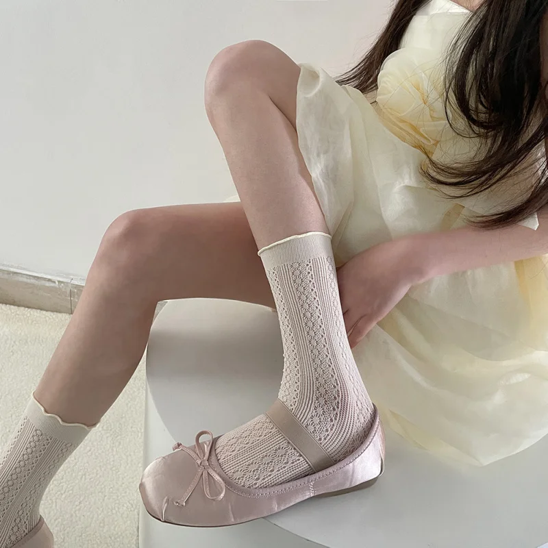 Летние тонкие ворсовые носки для женщин в японском стилеjkСплошной цвет с полой сеткой BreathablelolitaСимние кружевные носки с загнутыми краями
Летние тонкие ворсовые носки для женщин в японском стилеjkСплошной цвет с полой сеткой BreathablelolitaСимние кружевные носки с загнутыми краями