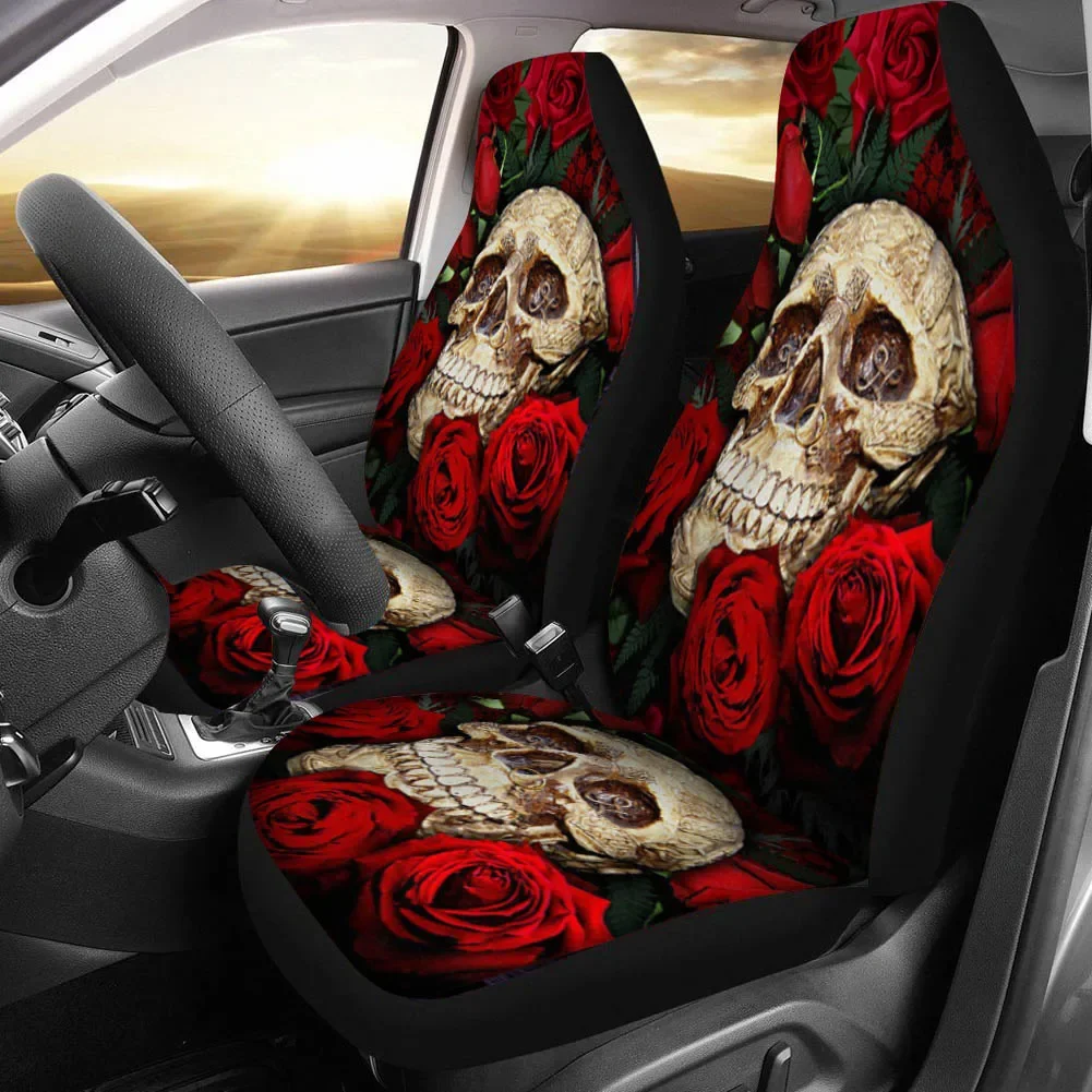Punk Style Gothic Skull with Rose Pattern Universal Car Accessories Vehicle Seat Covers Anti-Slip Automobile Seats Protector Set
Punk Style Gothic Skull with Rose Pattern Universal Car Accessories Vehicle Seat Covers Anti-Slip Automobile Seats Protector Set