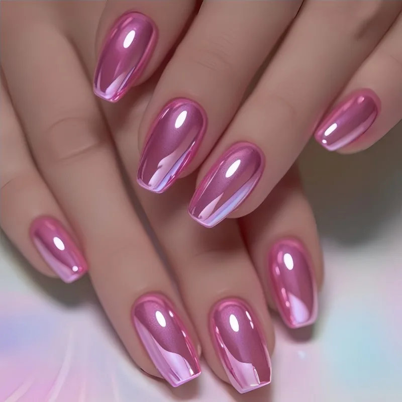 Pink shiny electroplated medium and long European square nail patch, European and American fashion nail patch removable nail art
Pink shiny electroplated medium and long European square nail patch, European and American fashion nail patch removable nail art