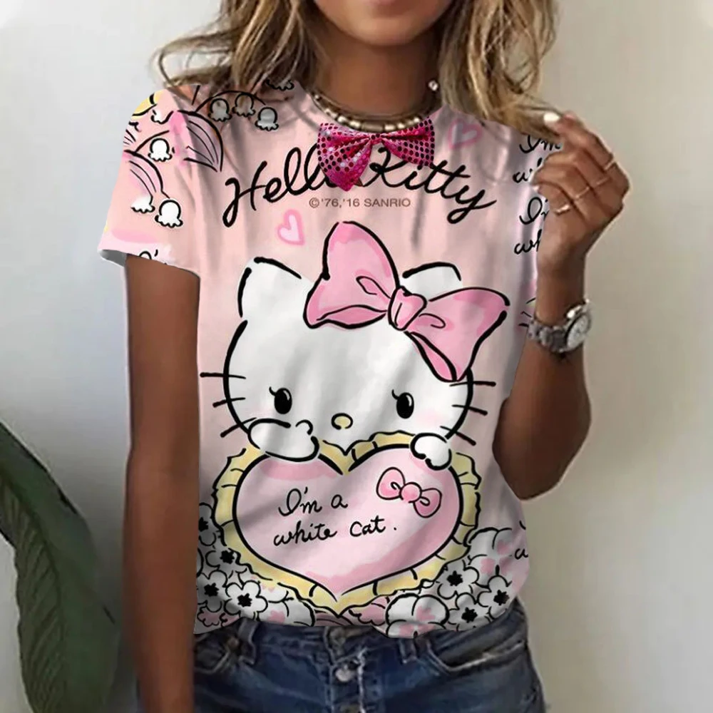 Топы Hello Kitty, эстетические женские футболки, уличная одежда, женские забавные футболки, футболка с короткими рукавами, одежда, модный праздничный топ для девочек
Топы Hello Kitty, эстетические женские футболки, уличная одежда, женские забавные футболки, футболка с короткими рукавами, одежда, модный праздничный топ для девочек