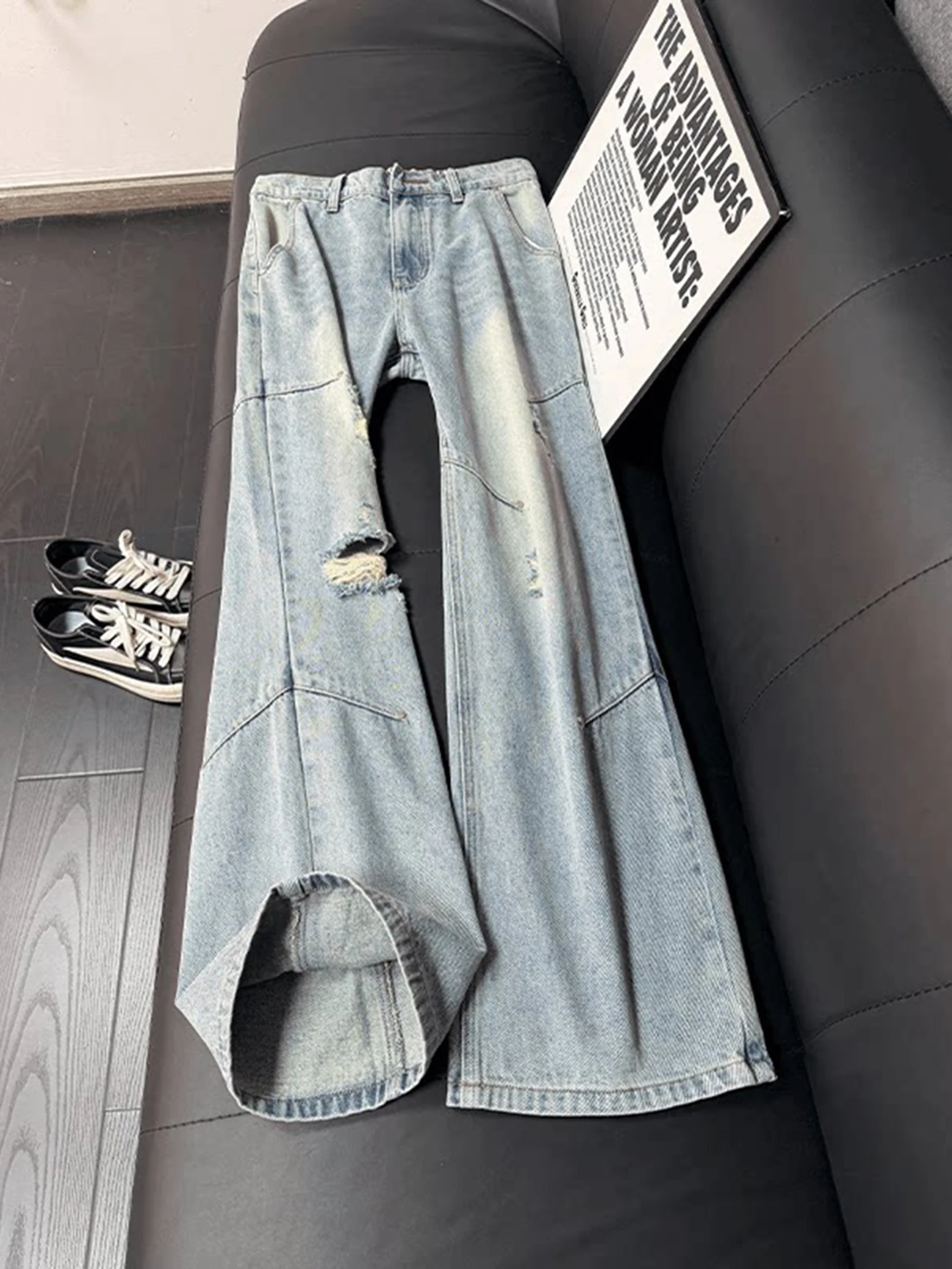 Cleanfit Light Blue Men's Bell Bottom Jeans American High Street Pleated Workwear Straight Knife Pants Casual Loose Fit
Cleanfit Light Blue Men's Bell Bottom Jeans American High Street Pleated Workwear Straight Knife Pants Casual Loose Fit