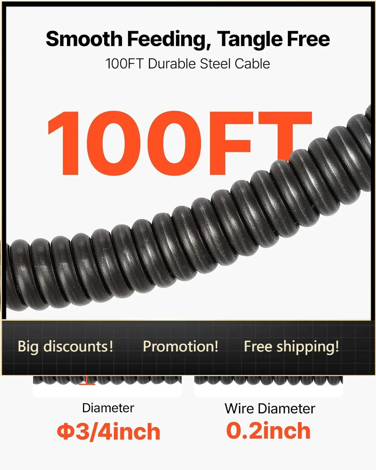 VEVOR Drain Cleaner Machine 100 FT x 3/4 Inch, Auto Feed Sewer Snake Auger, Portable Drain Cleaning Machine with Multi-Wheel Com
VEVOR Drain Cleaner Machine 100 FT x 3/4 Inch, Auto Feed Sewer Snake Auger, Portable Drain Cleaning Machine with Multi-Wheel Com