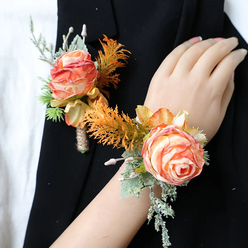 25044 Light Orange Bohemian Rose Flower Corsage & Wristlet Set - Perfect for Brides, Groomsmen, and Wedding Decorations
25044 Light Orange Bohemian Rose Flower Corsage & Wristlet Set - Perfect for Brides, Groomsmen, and Wedding Decorations