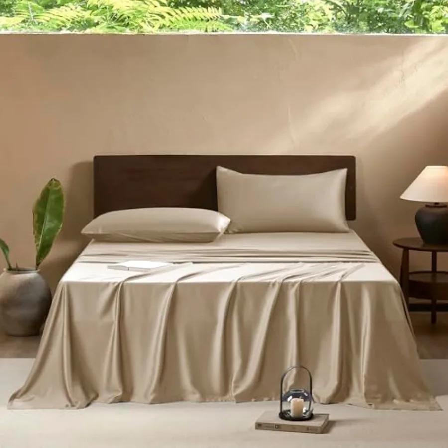 Sheets Set, Luxuriously 400 Thread Count Organic Viscose Derived from Bamboo Bed Sheet, Cooling Sheets for Size 4 Pcs Deep Pock
Sheets Set, Luxuriously 400 Thread Count Organic Viscose Derived from Bamboo Bed Sheet, Cooling Sheets for Size 4 Pcs Deep Pock