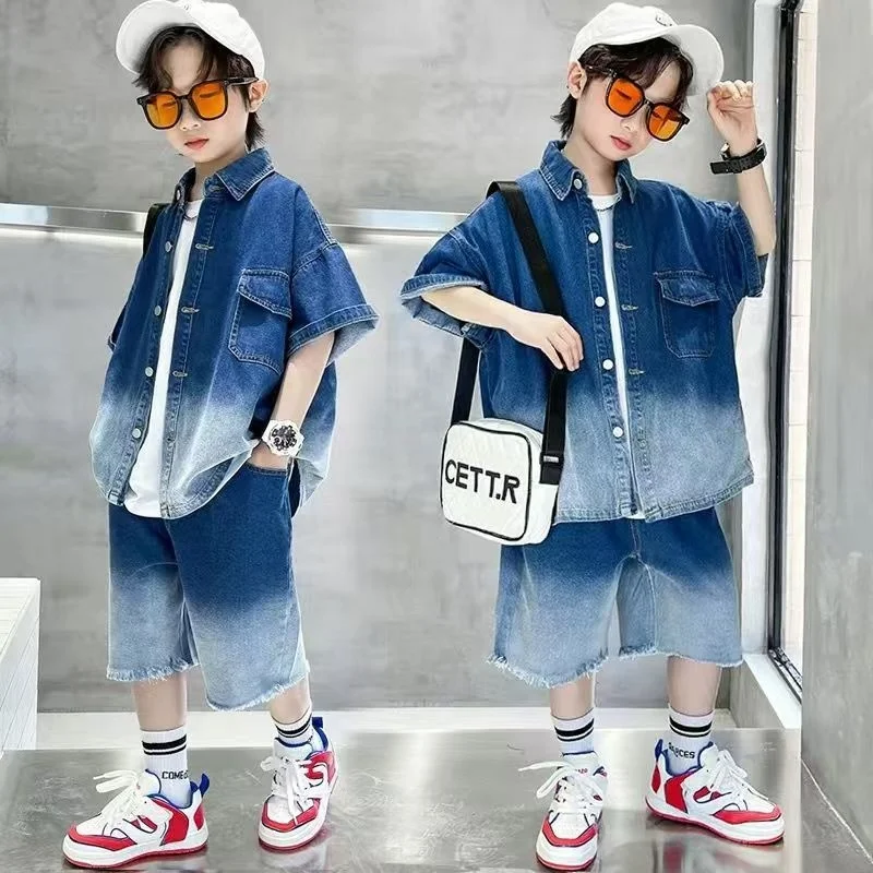 Children's Summer Set 2025 New Boys' Middle and Big Boys' Summer Thin Denim Short Sleeve Two Piece Set Fashionable
Children's Summer Set 2025 New Boys' Middle and Big Boys' Summer Thin Denim Short Sleeve Two Piece Set Fashionable