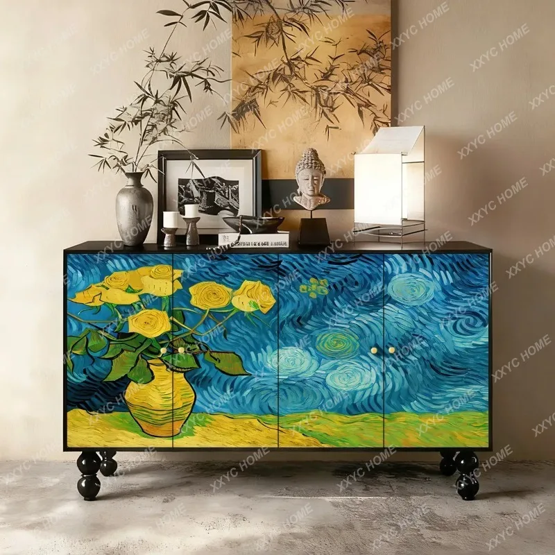 Q retro entrance cabinet painted flower art shoe cabinet
Q retro entrance cabinet painted flower art shoe cabinet