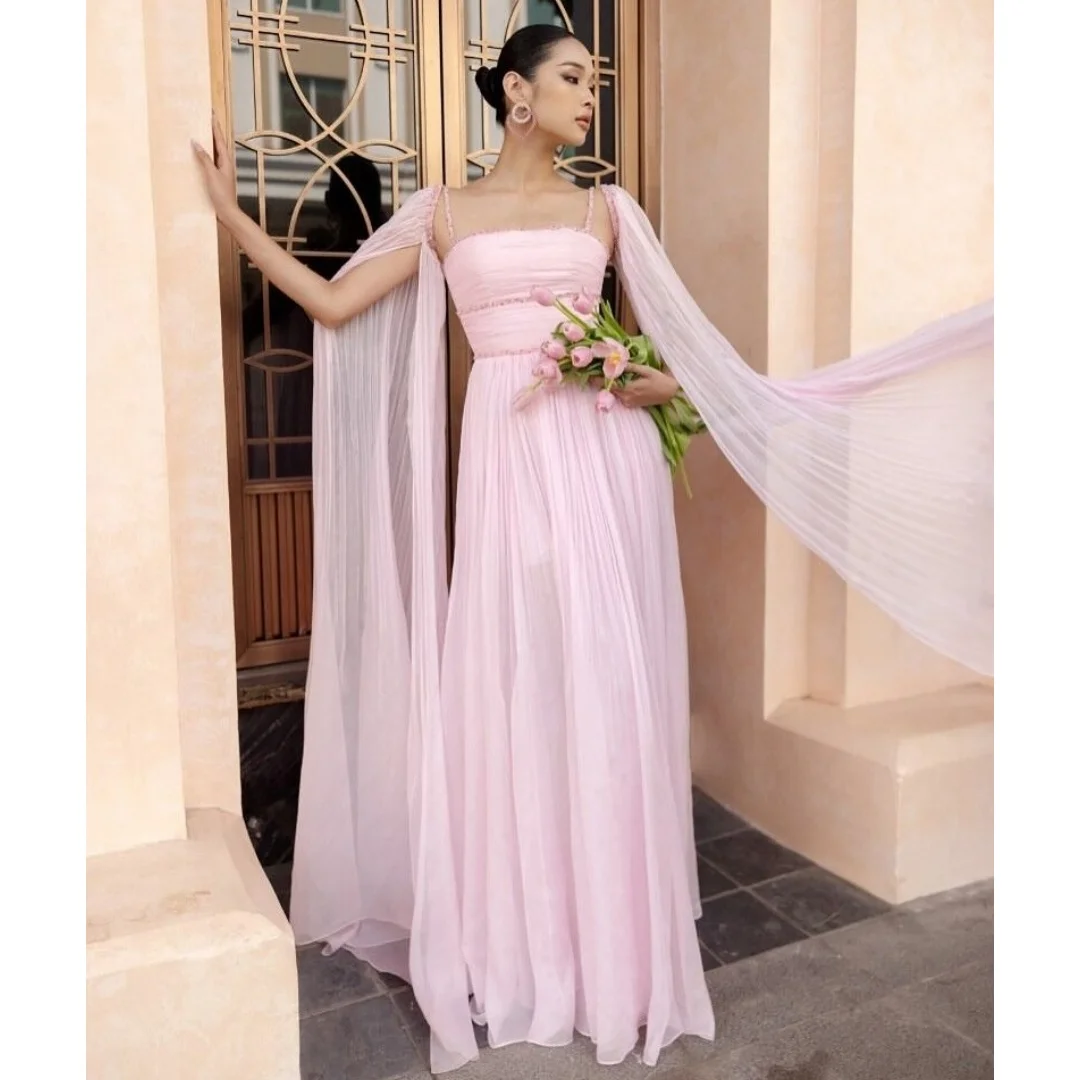 Pleat Chiffon Evening Dresses Spaghetti Straps vestidos de noche with Wrap Prom Dress Sequins Wedding Party Gown Customized
Pleat Chiffon Evening Dresses Spaghetti Straps vestidos de noche with Wrap Prom Dress Sequins Wedding Party Gown Customized