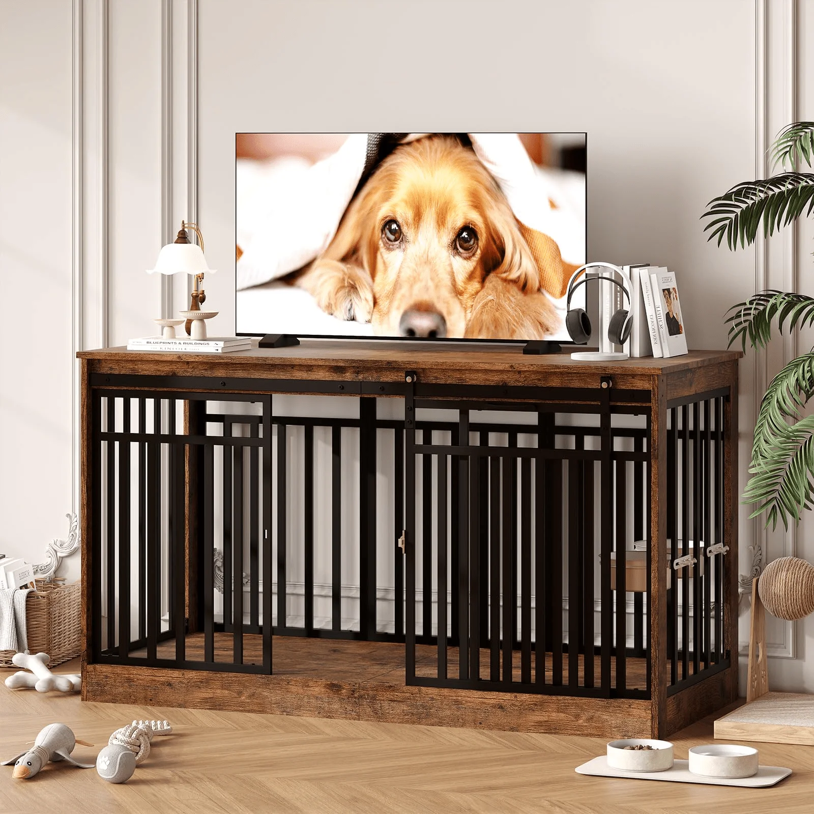 Newly Upgraded Basic Dog Cage, GarveeHome 55" Extra Large Dog Crate Furniture, Heavy Duty Metal Wooden Dogs Kennel Indoor Dog Ca
Newly Upgraded Basic Dog Cage, GarveeHome 55" Extra Large Dog Crate Furniture, Heavy Duty Metal Wooden Dogs Kennel Indoor Dog Ca