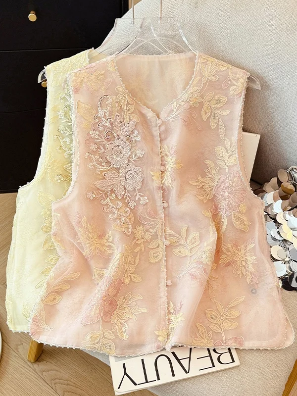 New Chinese Style Heavy Embroidery National Trend Women's Vest Summer 2026 New Elegance Retro Button Sequin Shoulder Top
New Chinese Style Heavy Embroidery National Trend Women's Vest Summer 2026 New Elegance Retro Button Sequin Shoulder Top