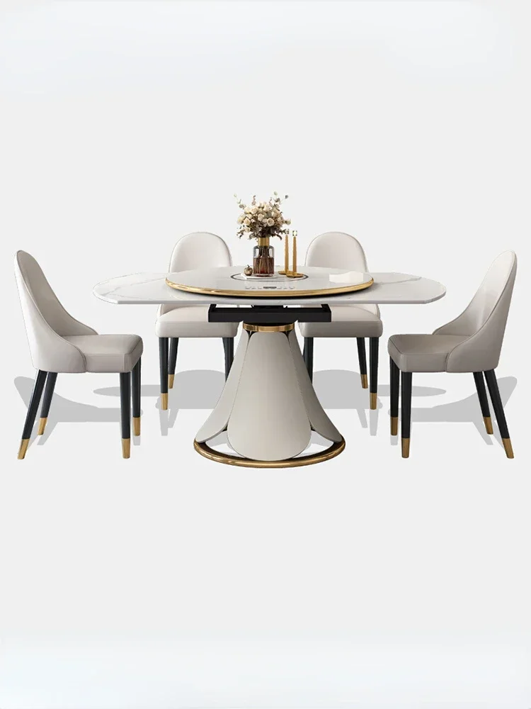 Bright Stone Plate Dining Tables and Chairs Set Modern Simple and Light Luxury Retractable Rotating
Bright Stone Plate Dining Tables and Chairs Set Modern Simple and Light Luxury Retractable Rotating