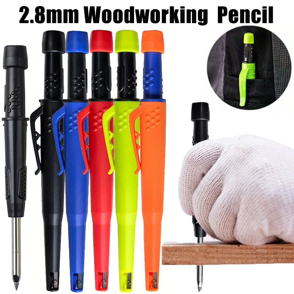 5 цветов, новый механический карандаш с глубокими отверстиями, твердый деревообрабатывающий механический карандаш, встроенная точилка, свинец 2,8 мм для маркировки, писчего строительного инструмента 
5 цветов, новый механический карандаш с глубокими отверстиями, твердый деревообрабатывающий механический карандаш, встроенная точилка, свинец 2,8 мм для маркировки, писчего строительного инструмента