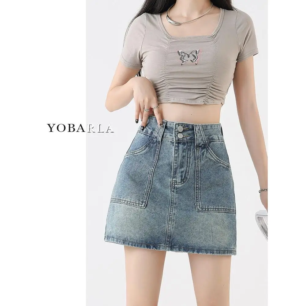 High Waist A-Line Skirt Jeans Retro Sle Women's Summer Clothing Wide Leg Pants Casual Blue Cotton Polyester Blend
High Waist A-Line Skirt Jeans Retro Sle Women's Summer Clothing Wide Leg Pants Casual Blue Cotton Polyester Blend