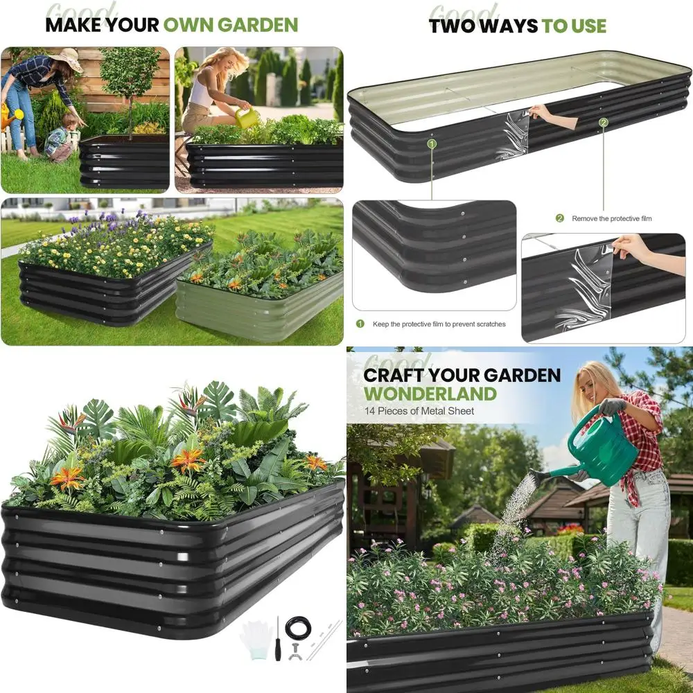 Multi-Size Galvanized Metal Raised Garden Beds for Vegetables and Flowers, 12 Tall, Grey
Multi-Size Galvanized Metal Raised Garden Beds for Vegetables and Flowers, 12 Tall, Grey