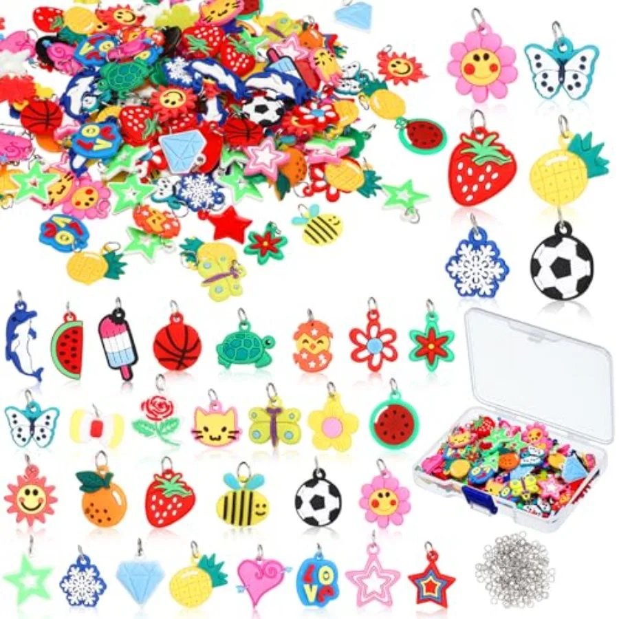 200 Pcs Rubber Loom Band Charm Only Silicone Rainbow Bracelet Charms, Keychain Bracelet Pendant Summer Rubber Accessories Color
200 Pcs Rubber Loom Band Charm Only Silicone Rainbow Bracelet Charms, Keychain Bracelet Pendant Summer Rubber Accessories Color