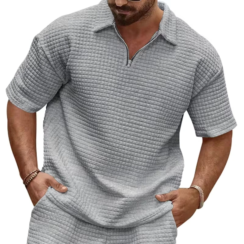 Summer New Polo Shirt Men's Casual Jacquard Small Square Solid Color Lapel Sports Short Sleeves
Summer New Polo Shirt Men's Casual Jacquard Small Square Solid Color Lapel Sports Short Sleeves
