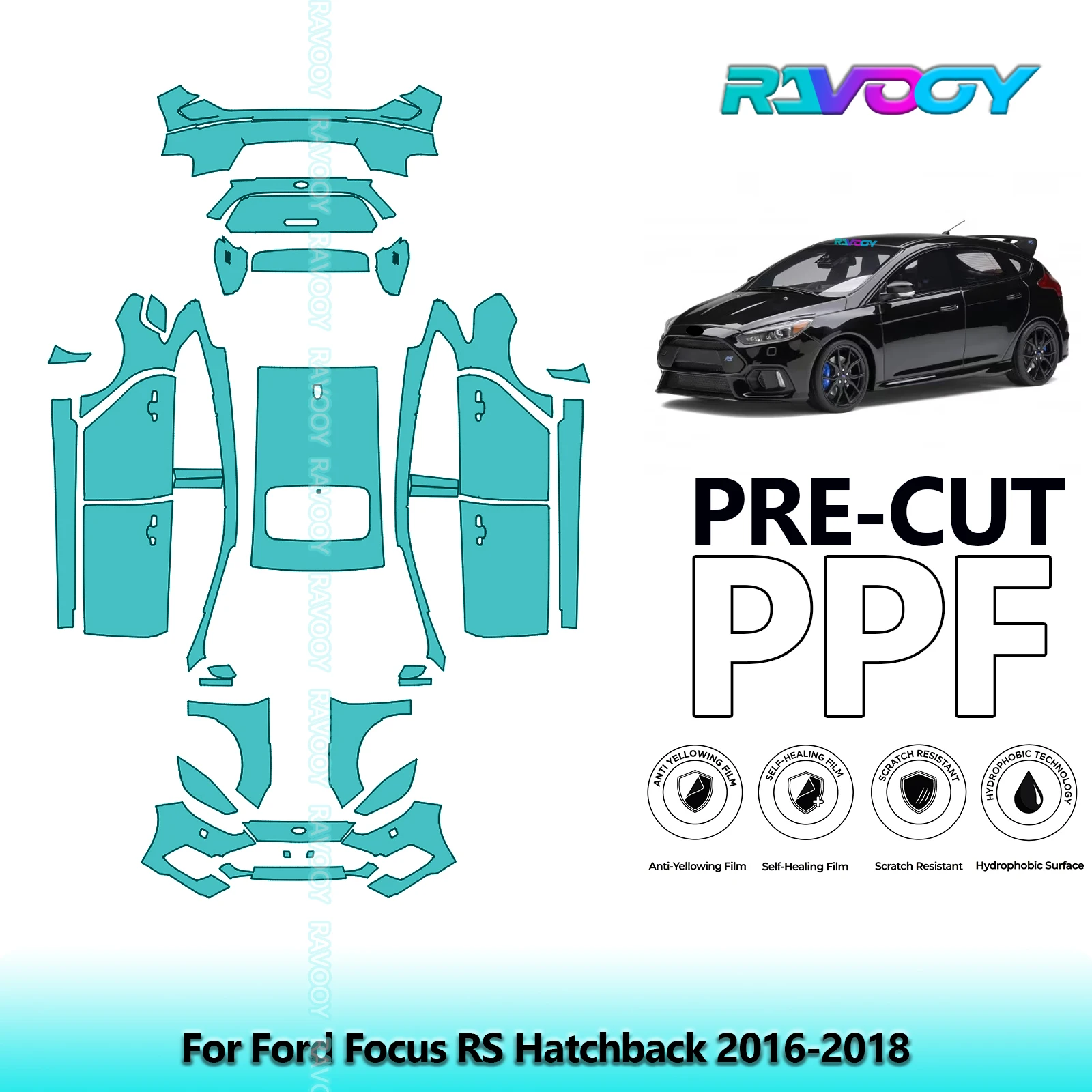 Автомобильная предварительно вырезанная защитная пленка для краски PPF, полный автомобиль для Ford Focus RS Hatchback 2016-2018
Автомобильная предварительно вырезанная защитная пленка для краски PPF, полный автомобиль для Ford Focus RS Hatchback 2016-2018