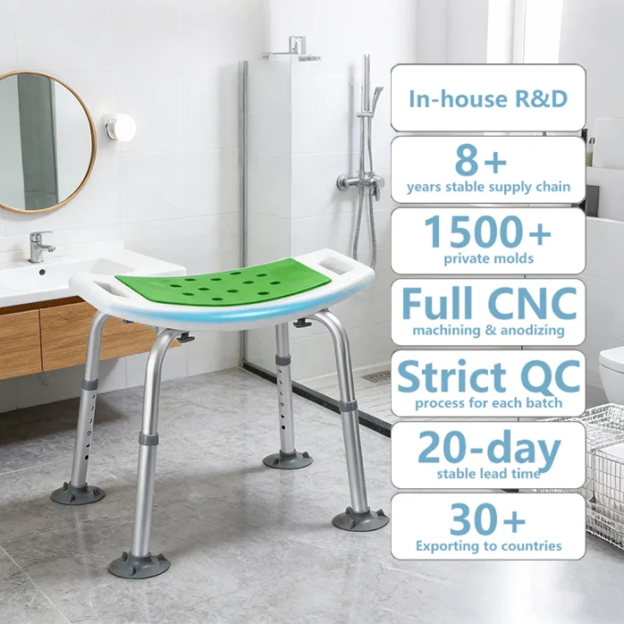 Simplywalk Aluminum Alloy 136KG Bath Shower Chair Non-skid Feet Tub Handicap People MDR CE Certification OEM ODM Service
Simplywalk Aluminum Alloy 136KG Bath Shower Chair Non-skid Feet Tub Handicap People MDR CE Certification OEM ODM Service