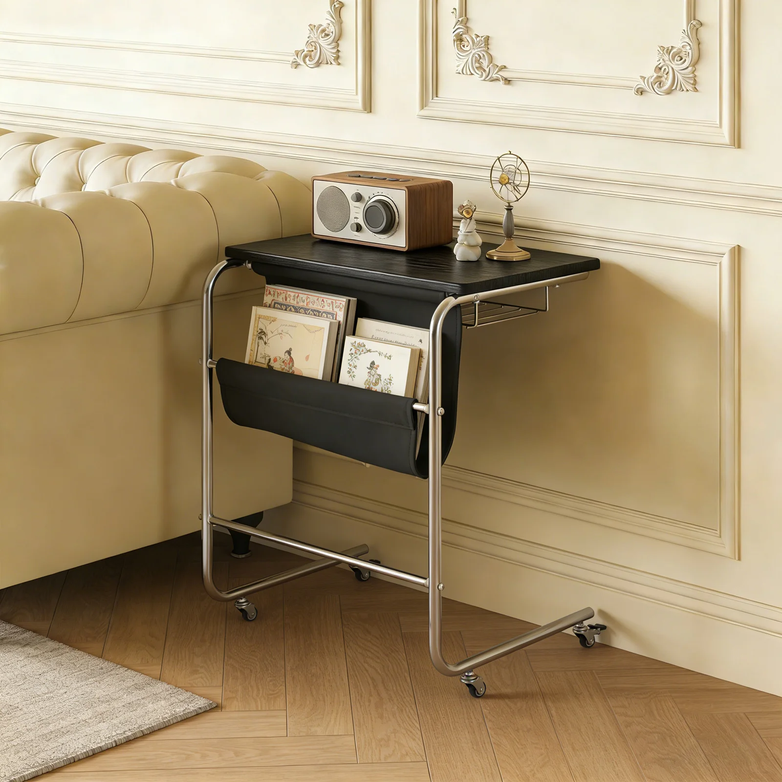End Table Mobile Bedside Table Adirondack Table Gentleman Black PU Leather Side Storage Pocket Rolling Wheels Plated Iron Tube Frame Versatile Coffee Sofa Side Table for Bedroom Living Room Study Office Modern Furniture
End Table Mobile Bedside Table Adirondack Table Gentleman Black PU Leather Side Storage Pocket Rolling Wheels Plated Iron Tube Frame Versatile Coffee Sofa Side Table for Bedroom Living Room Study Office Modern Furniture