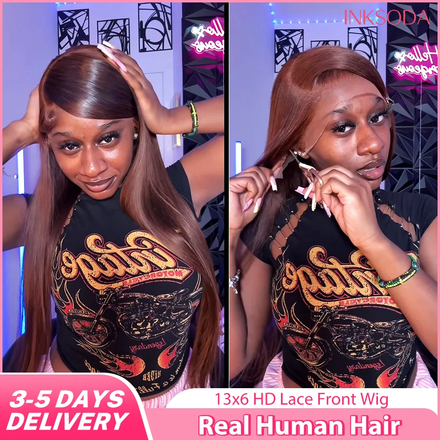 13x6 HD Chocolate Brown Bone Straight Lace Front Wig 36 Inch Pre-Plucked Human Hair #4 Colored Lace Frontal Human Hair Wig
13x6 HD Chocolate Brown Bone Straight Lace Front Wig 36 Inch Pre-Plucked Human Hair #4 Colored Lace Frontal Human Hair Wig