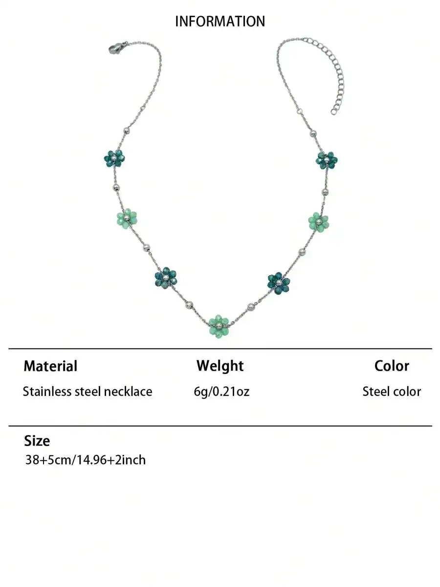 Stainless Steel Flower Necklace For Women, Colorful Bead Collarbone Chain, Bohemian Style Jewelry
Stainless Steel Flower Necklace For Women, Colorful Bead Collarbone Chain, Bohemian Style Jewelry