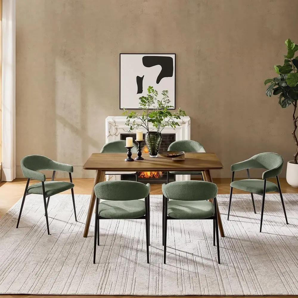 Dining Chairs Set of 6, Modern Fabric holstered Kitchen Dining Room Chairs with Metal Legs, Armsrest, Curved Backrest for Din
Dining Chairs Set of 6, Modern Fabric holstered Kitchen Dining Room Chairs with Metal Legs, Armsrest, Curved Backrest for Din