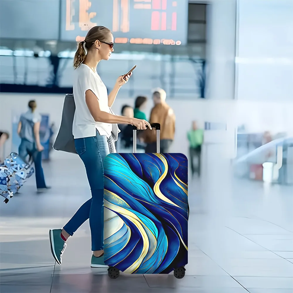 1 PC Blue Fluid Print luggage cover for luggage sizes 18-32 inches; dust and elastic travel accessories to effectively protec
1 PC Blue Fluid Print luggage cover for luggage sizes 18-32 inches; dust and elastic travel accessories to effectively protec