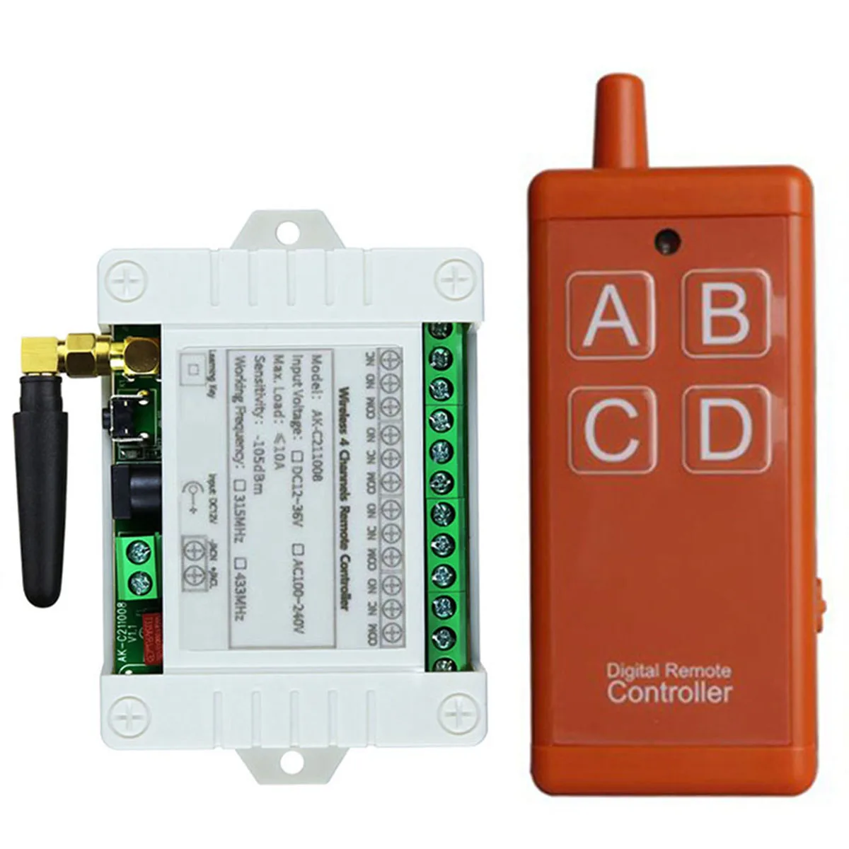 433MHz DC12V 24V 36V 4CH rf Remote Control Switch Wireless Relay Receiver Controller usb Rechargeable for Garage\ Door\LED\Bulb
433MHz DC12V 24V 36V 4CH rf Remote Control Switch Wireless Relay Receiver Controller usb Rechargeable for Garage\ Door\LED\Bulb