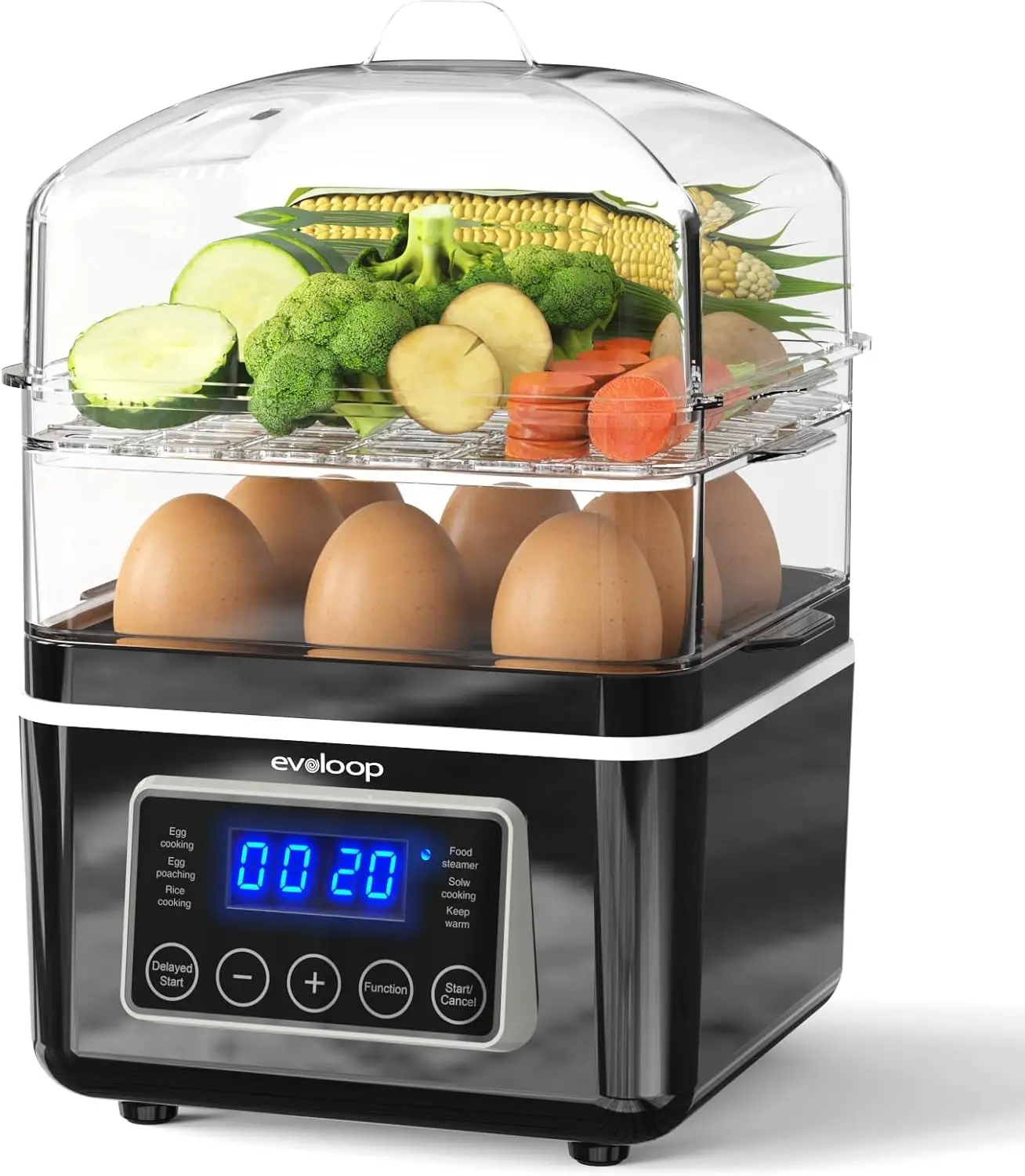 Цифровая электрическая пароварка 4QT с 2 штабелируемыми корзинами, автоматическим отключением, функцией приготовления яиц, для овощей, морепродуктов, риса
Цифровая электрическая пароварка 4QT с 2 штабелируемыми корзинами, автоматическим отключением, функцией приготовления яиц, для овощей, морепродуктов, риса
