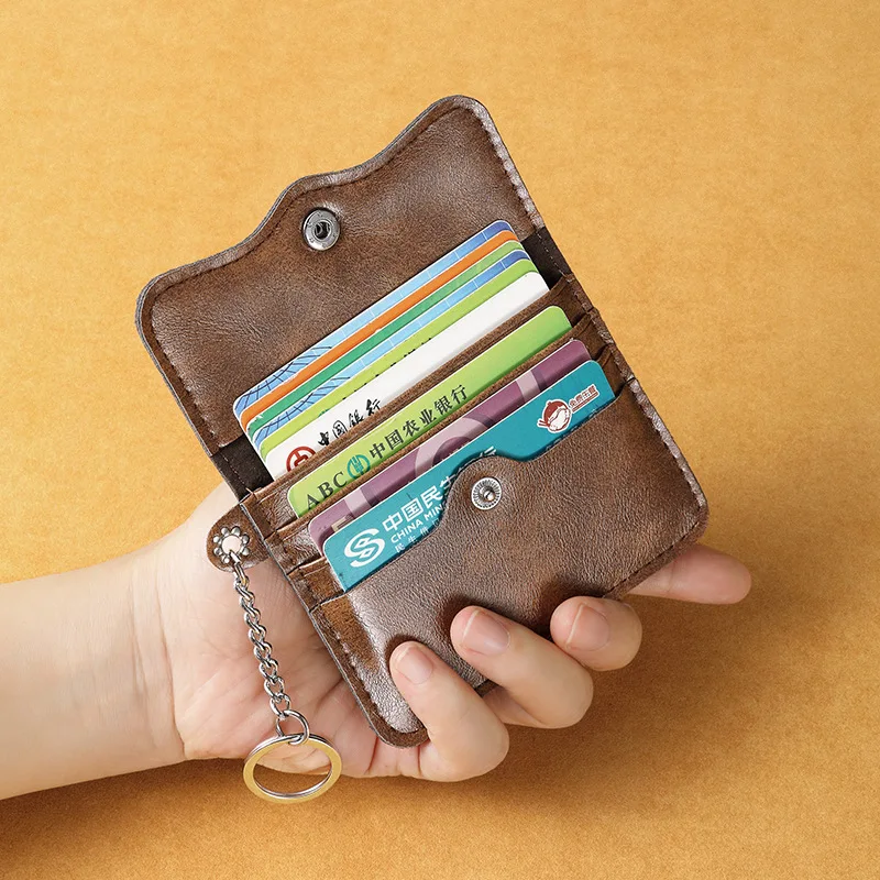 Vintage Waxed Leather Card Holder Wallet with Keychian ID Credit Business Bus Holder Purse Hasp Cash Coin Pouch for Women Men
Vintage Waxed Leather Card Holder Wallet with Keychian ID Credit Business Bus Holder Purse Hasp Cash Coin Pouch for Women Men