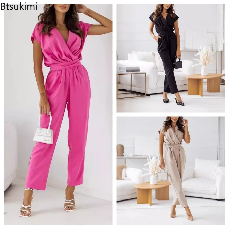 Новые женские комбинезоны 2026 года: облегающие, однотонные, повседневные, с коротким рукавом, V-образным вырезом, элегантные ромперы для женщин, для работы и улицы, сексуальные комбинезоны
Новые женские комбинезоны 2026 года: облегающие, однотонные, повседневные, с коротким рукавом, V-образным вырезом, элегантные ромперы для женщин, для работы и улицы, сексуальные комбинезоны