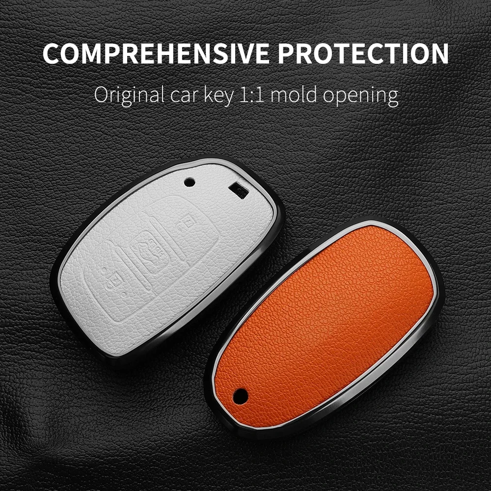 Metal And Leather Car Key Case Cover For Hyundai IX25 IX35 I20 I30 I40 Hb20 Santa Fe Creta Solaris 2017 Car Key Accessories
Metal And Leather Car Key Case Cover For Hyundai IX25 IX35 I20 I30 I40 Hb20 Santa Fe Creta Solaris 2017 Car Key Accessories