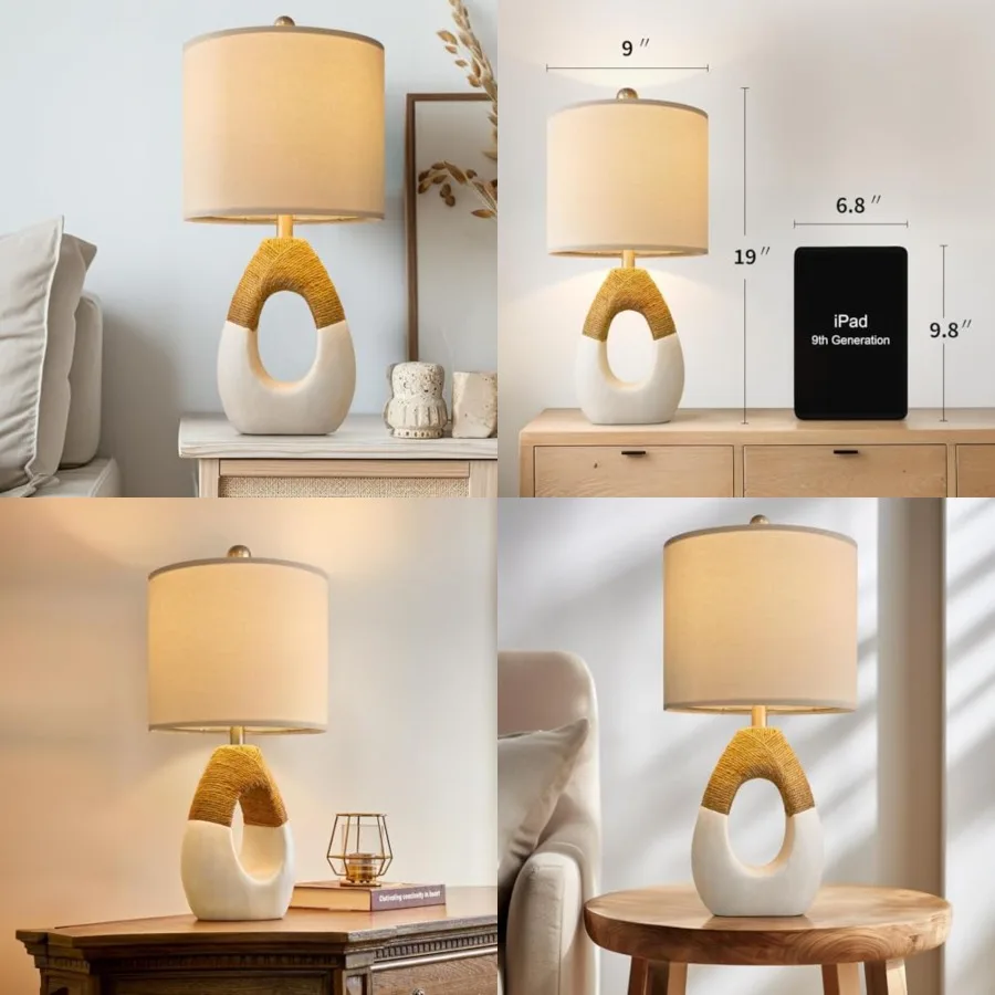 19" Boho Table Lamps Bedroom Living Room, Suitable for Small Space, Farmhouse Rattan Lamp Rustic Egg Design Resin Nightstand Be
19" Boho Table Lamps Bedroom Living Room, Suitable for Small Space, Farmhouse Rattan Lamp Rustic Egg Design Resin Nightstand Be