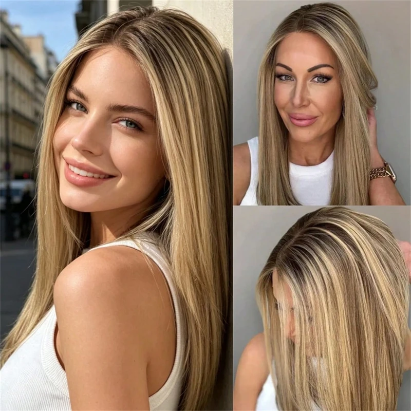 16 Inches Short Straight Bob High Quality Ombre Blonde with Brown Streaks Synthetic Lace Front Wig HIgh Quality Wig for Women
16 Inches Short Straight Bob High Quality Ombre Blonde with Brown Streaks Synthetic Lace Front Wig HIgh Quality Wig for Women