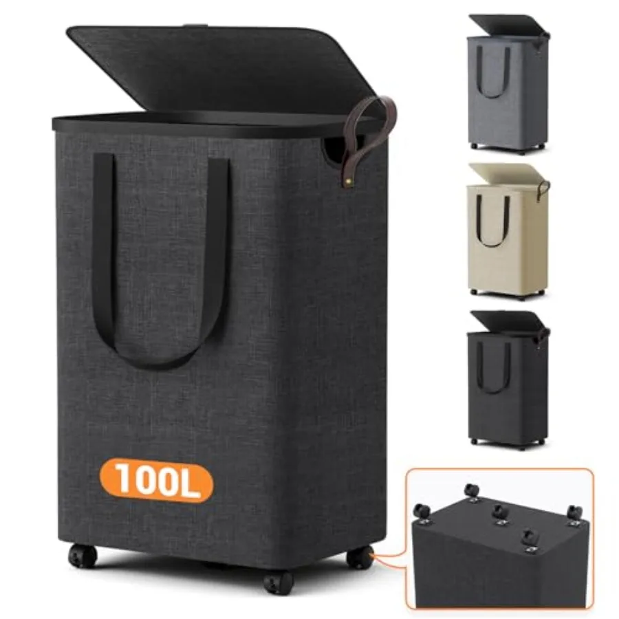 Laundry Basket with 5 Wheels Tall Dirty Laundry Hamper Rolling Laundry Basket with Lid Large Collapsible Clothes Hamper for Lau
Laundry Basket with 5 Wheels Tall Dirty Laundry Hamper Rolling Laundry Basket with Lid Large Collapsible Clothes Hamper for Lau