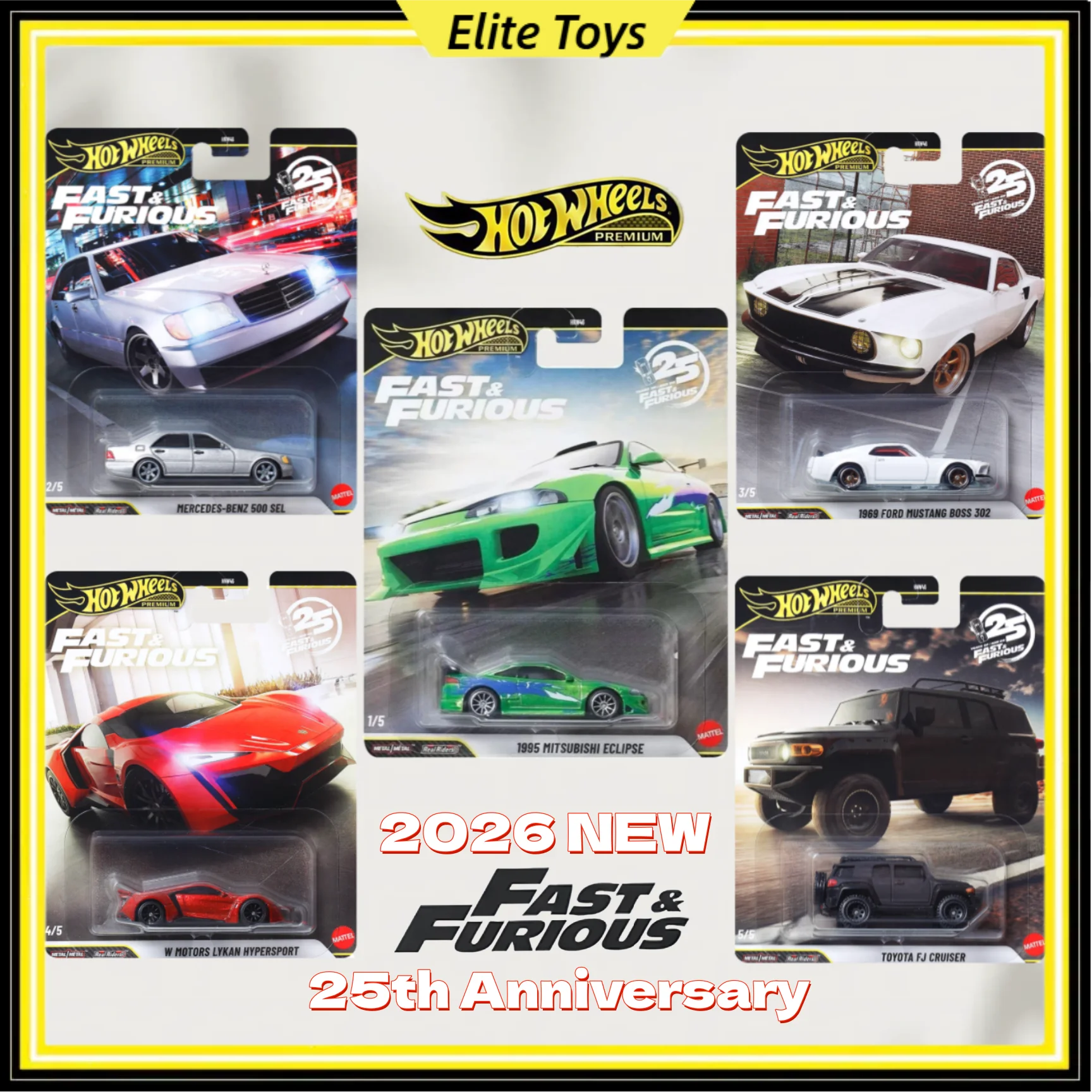 2026 НОВЫЙ Hot Wheels Премиум 25th Anniversary Fast & Furious Mitsubishi Eclipse Mercedes-Benz Ford 1/64 Литая под давлением модель автомобиля
2026 НОВЫЙ Hot Wheels Премиум 25th Anniversary Fast & Furious Mitsubishi Eclipse Mercedes-Benz Ford 1/64 Литая под давлением модель автомобиля