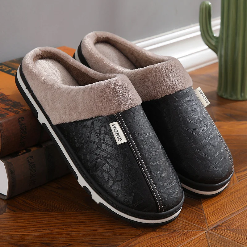 Mens Winter Slippers PU Leather Waterproof Indoor House Shoes Big Size Warm Fur Lined Home Bedroom Slippers
Mens Winter Slippers PU Leather Waterproof Indoor House Shoes Big Size Warm Fur Lined Home Bedroom Slippers