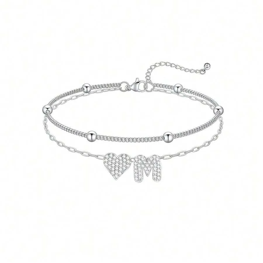 Initial Ankle Bracelets For Women, Stainless SteeL Heart Anklets Waterproof Layered CZ Initial Anklets, Dainty Summer Foot Jewe
Initial Ankle Bracelets For Women, Stainless SteeL Heart Anklets Waterproof Layered CZ Initial Anklets, Dainty Summer Foot Jewe