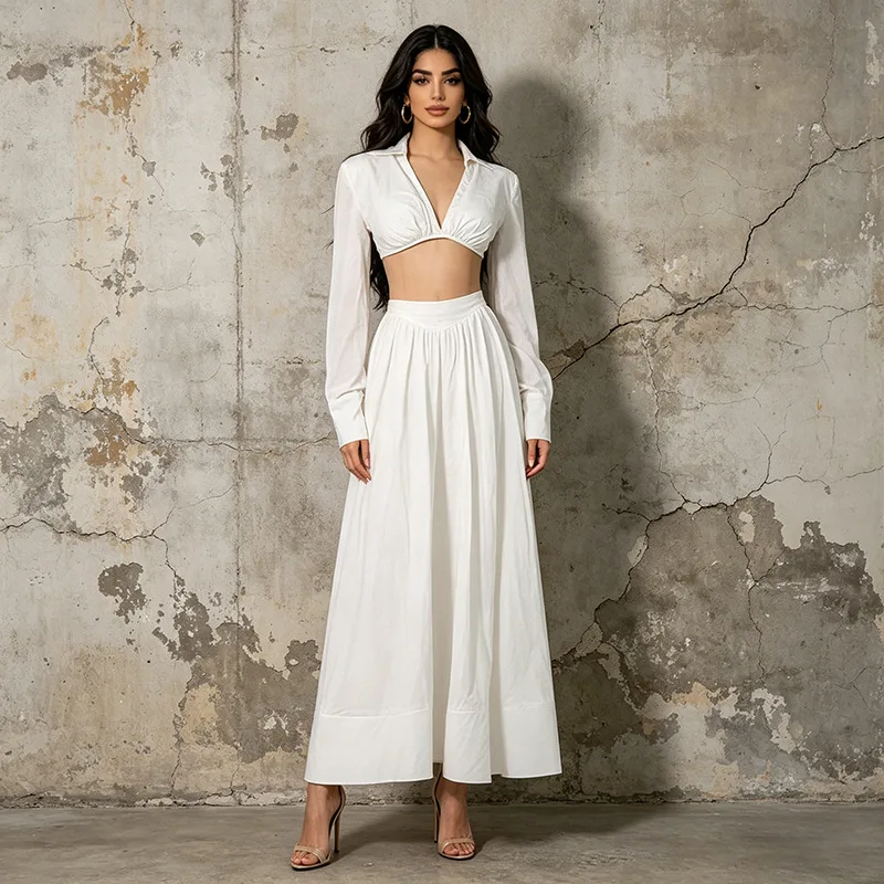 White Prom Dress 2 Pcs Sexy Short Shirt+Midi A Line Party Gown Full Sleeves Formal Office Lady Bridal Wedding Birthday Robe
White Prom Dress 2 Pcs Sexy Short Shirt+Midi A Line Party Gown Full Sleeves Formal Office Lady Bridal Wedding Birthday Robe