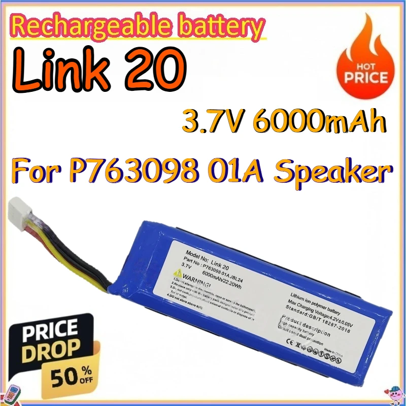 Link 20 3.7V 6000mAh Polymer Battery for P763098 01A Speaker Replace Rechargeable Battery
Link 20 3.7V 6000mAh Polymer Battery for P763098 01A Speaker Replace Rechargeable Battery