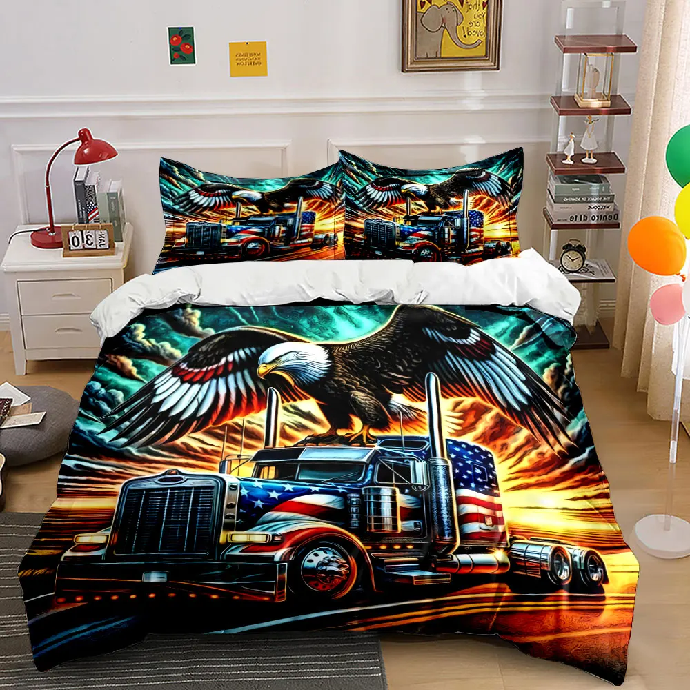 "Patriotic Trucking Set in Motion" Exquisite three-piece bedding set gift for kids and adults
"Patriotic Trucking Set in Motion" Exquisite three-piece bedding set gift for kids and adults