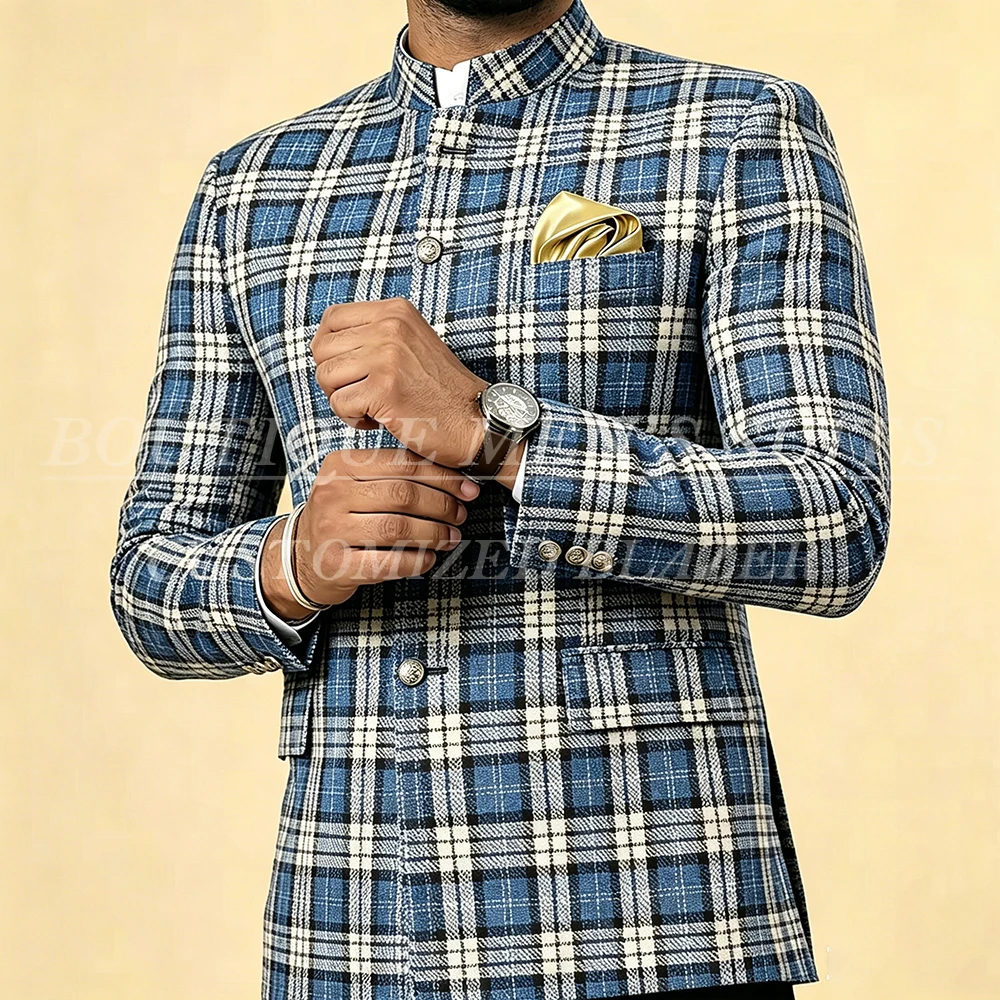 Luxury Plaid Men's Suits Elegant Single Breasted Back Vent Blazer With Black Pants Sets Customized 2 Piece Jacket Trousers Sets
Luxury Plaid Men's Suits Elegant Single Breasted Back Vent Blazer With Black Pants Sets Customized 2 Piece Jacket Trousers Sets