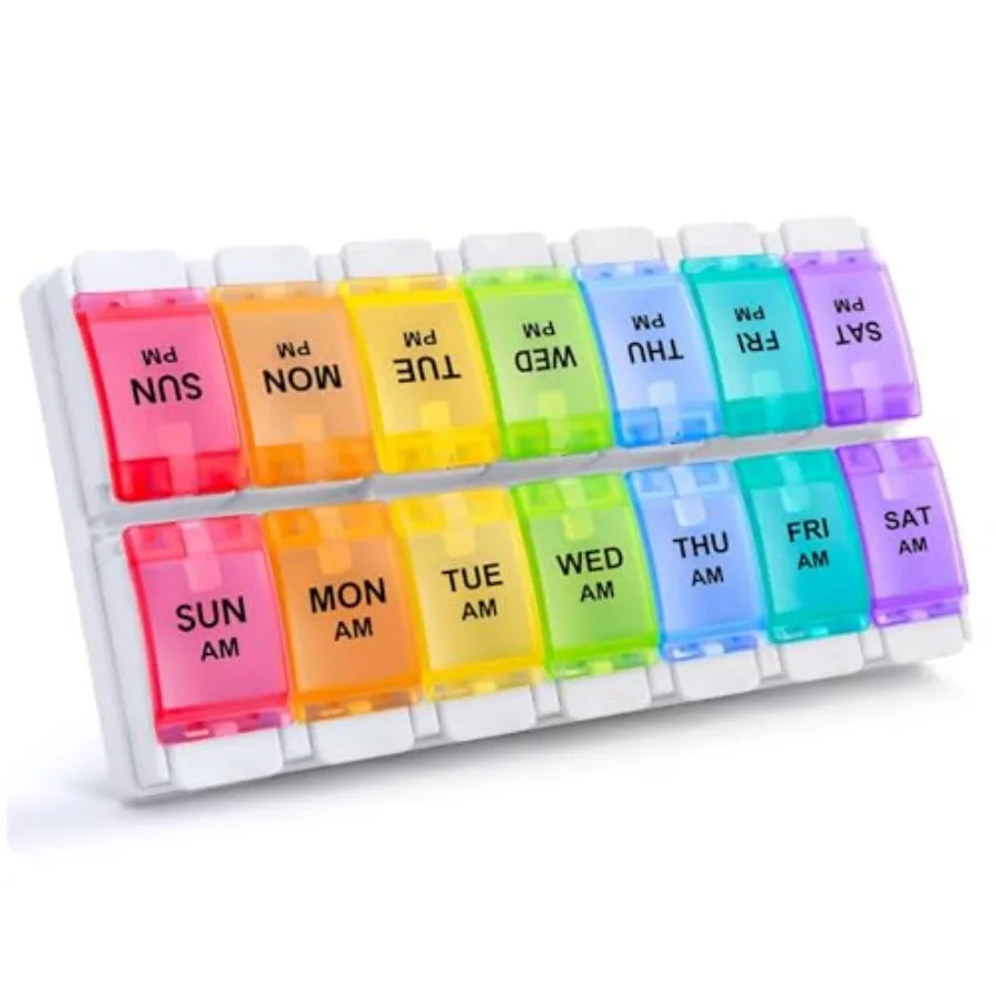 AM PM Weekly Pill Organizer 2 Times A Day, Large Daily Pill 7 Day wit Ea Pus Button Design, Detacable Medicine older tamin/Fis/
AM PM Weekly Pill Organizer 2 Times A Day, Large Daily Pill 7 Day wit Ea Pus Button Design, Detacable Medicine older tamin/Fis/