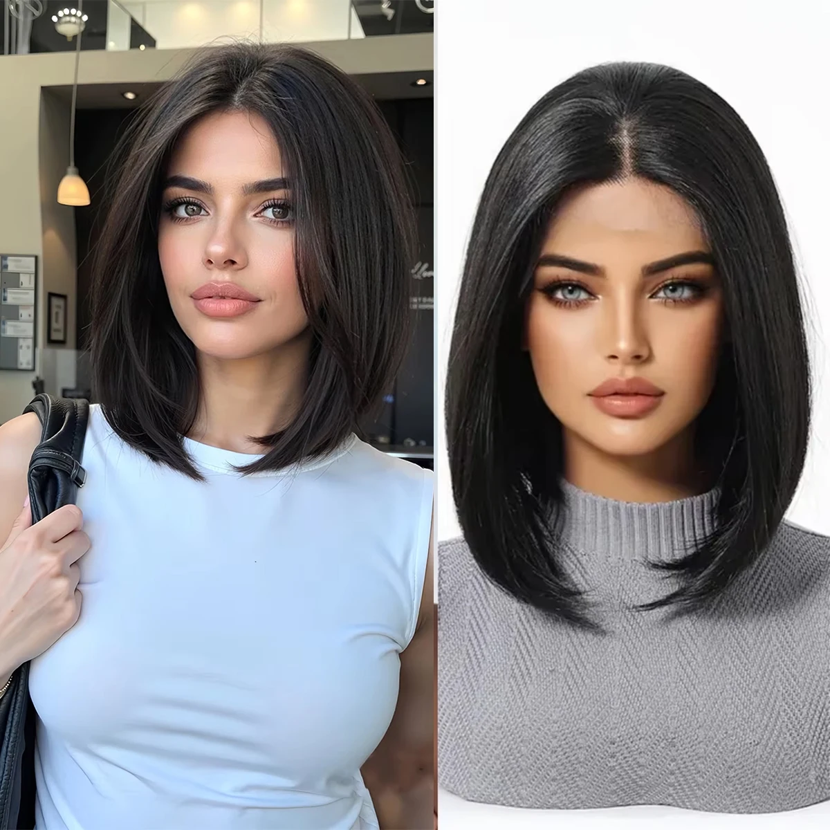 DWY Short Straight Black Fake Hair For Women Daily Use Natural Hairline Synthetic Bob 13*6 Transparent Lace Wig High Temperature
DWY Short Straight Black Fake Hair For Women Daily Use Natural Hairline Synthetic Bob 13*6 Transparent Lace Wig High Temperature