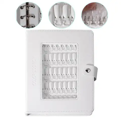 150-Color Detachable Nail Art Display Board with Interchangeable White and Transparent Nail Tips That Stay in Place, Nail Polish Display Book, Nail Salon Storage & Display Multi-Color Card Book