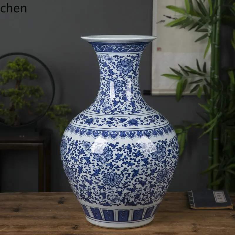 YXY Ceramic Floor-standing Large Vase Hand-painted Antique Blue and White Porcelain Lotus Decoration Ornament for Living Room
YXY Ceramic Floor-standing Large Vase Hand-painted Antique Blue and White Porcelain Lotus Decoration Ornament for Living Room