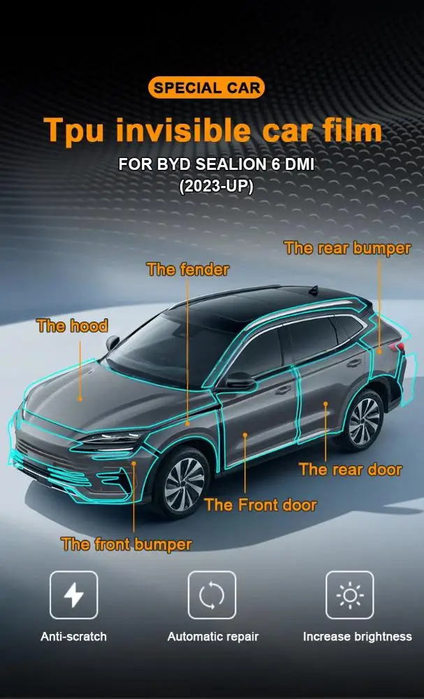 8.5Mil TPU Bumper Paint Protection Film For BYD SEALION 6 DMI 2023-2025 Pre-cut PPF Kit Clear Bra Body Anti-Scratch Resistant
8.5Mil TPU Bumper Paint Protection Film For BYD SEALION 6 DMI 2023-2025 Pre-cut PPF Kit Clear Bra Body Anti-Scratch Resistant