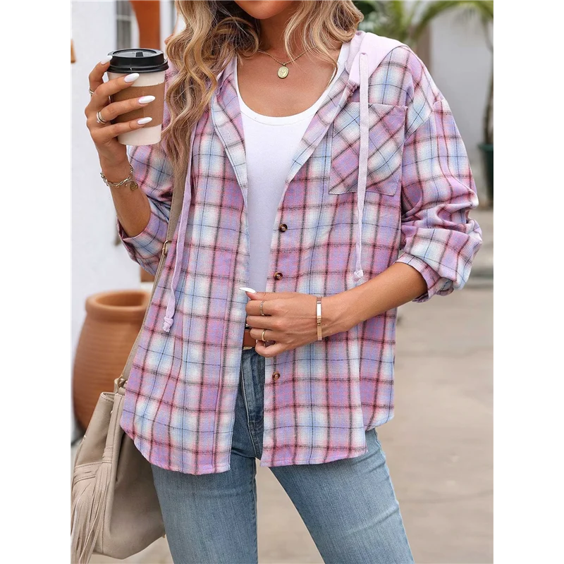 NEW-Women's Buffalo-Plaid Hoodie Long Sleeve Jacket Button Drawstring Casual Fall Shirts With Pocket
NEW-Women's Buffalo-Plaid Hoodie Long Sleeve Jacket Button Drawstring Casual Fall Shirts With Pocket